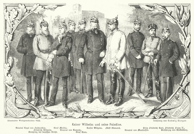 Kaiser Wilhelm II i jego paladyni autorstwa German School