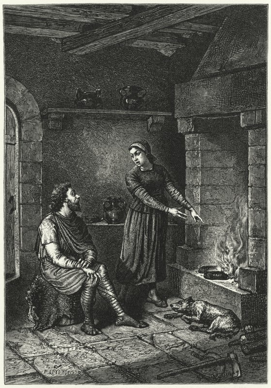 Król Alfred i spalone ciastka (grafika) autorstwa German School