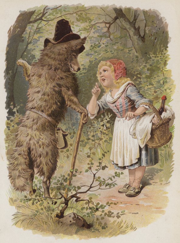 Czerwony Kapturek (chromolitho) autorstwa German School