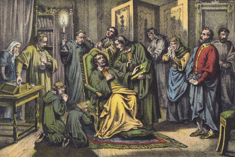 Śmierć Lutra (chromolitho) autorstwa German School