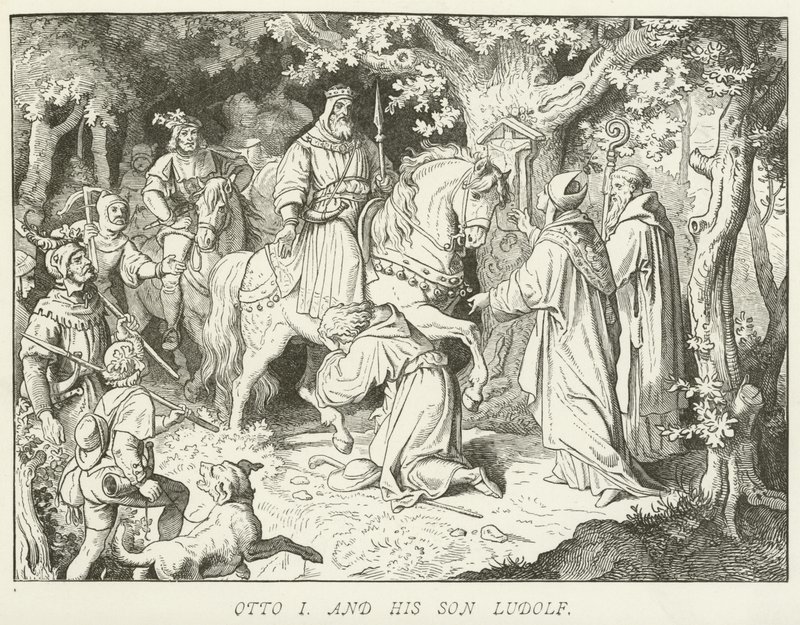 Otto I i jego syn Ludolf autorstwa German School