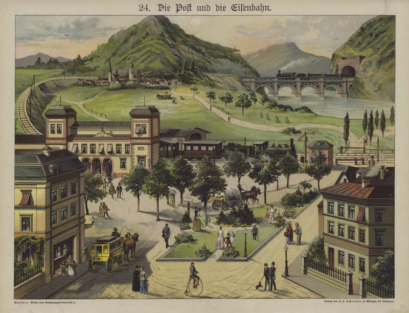 Poczta i koleje (kolor lito) autorstwa German School