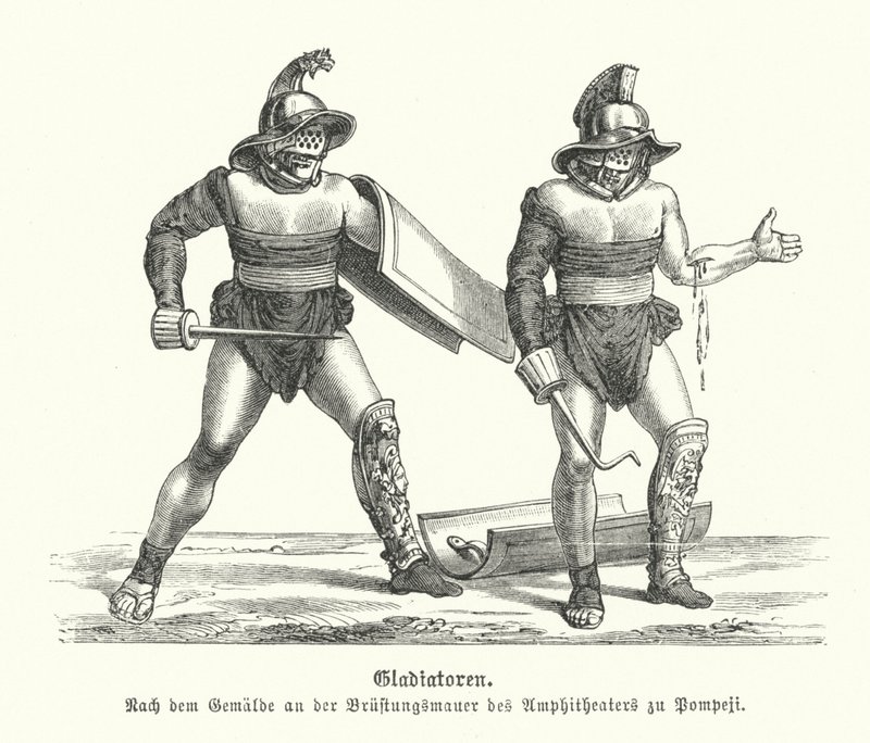 Gladiatorzy rzymscy (grafika) autorstwa German School