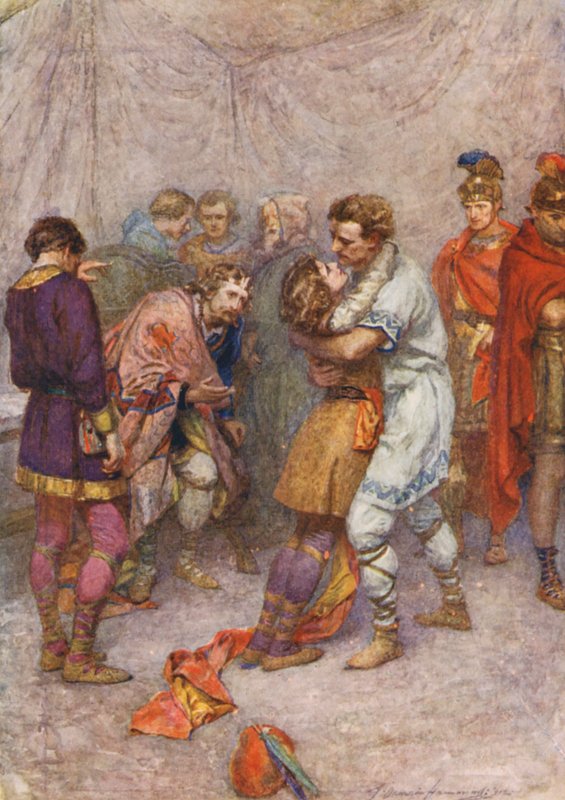 Szekspir, Cymbeline (kolorowa litografia) autorstwa Gertrude E. Demain (after) Hammond