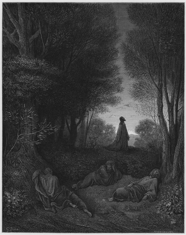 Biblia Gustave Dore: Jezus modli się w ogrodzie autorstwa Gustave Dore