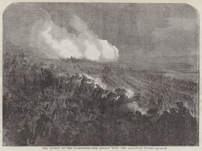 Bitwa pod Czerną, atak na pikietę sardyńską autorstwa Gustave Dore
