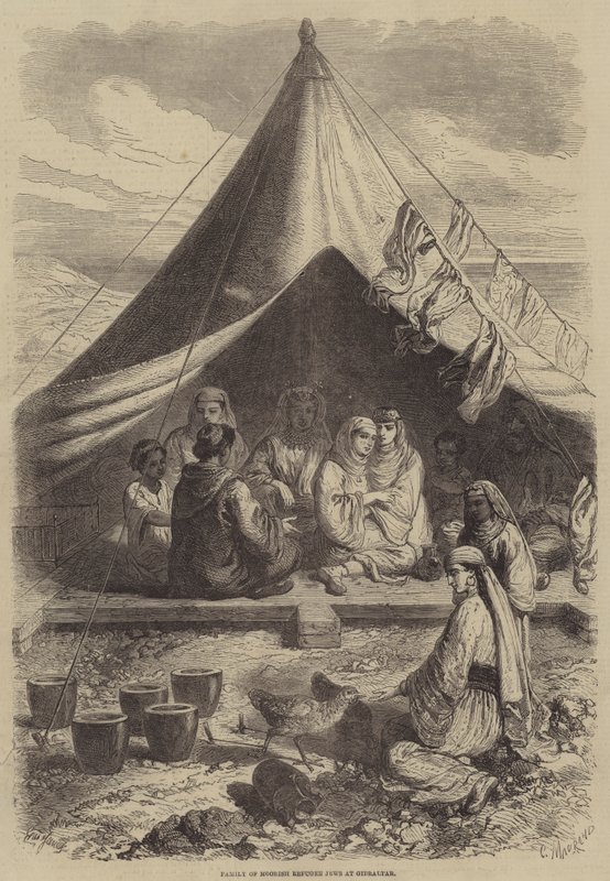 Rodzina Żydów mauretańskich uchodźców w Gibraltarze autorstwa Gustave Janet