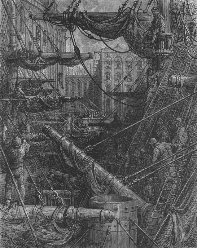 Wnętrze doków autorstwa Gustave after Dore