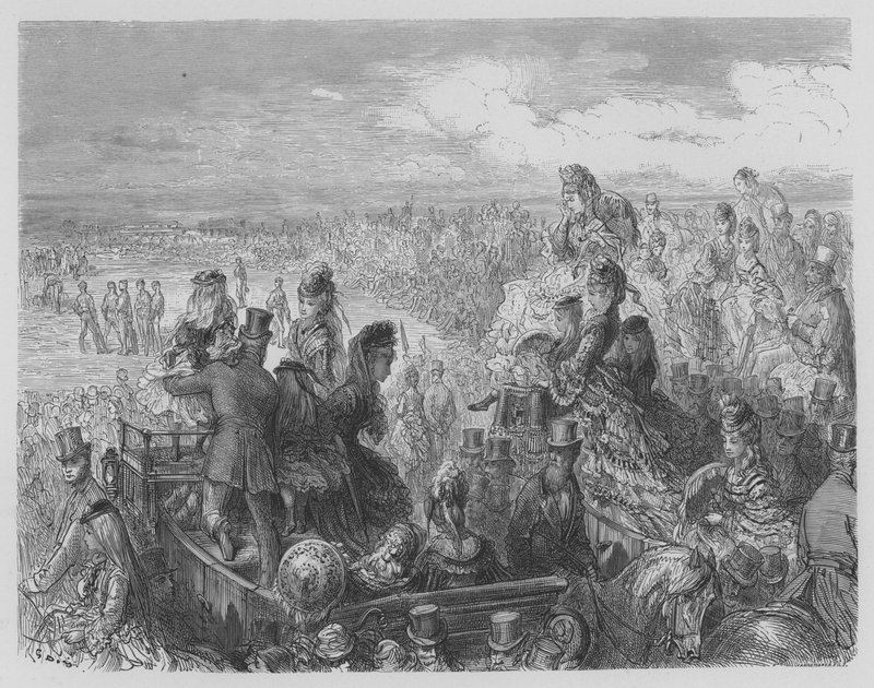 Gra w krykieta, walka między studentami uniwersytetów w Cambridge i Oksfordzie autorstwa Gustave after Dore