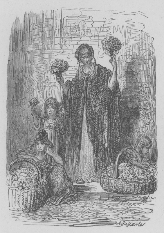 Sprzedawca kwiatów autorstwa Gustave after Dore