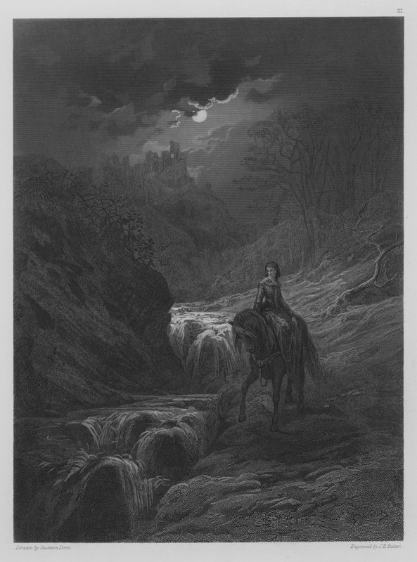Podróż w świetle księżyca autorstwa Gustave after Dore