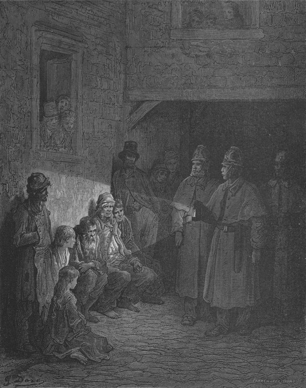 Une Ronde De Police autorstwa Gustave after Dore