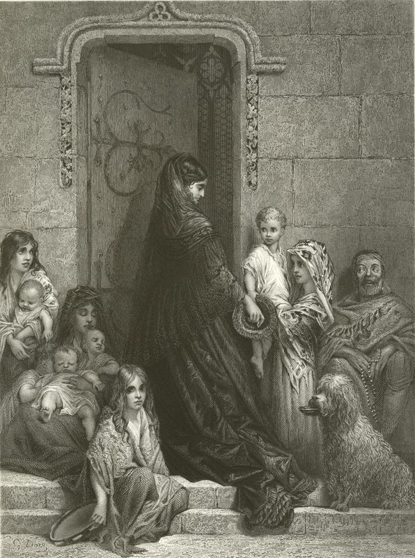 Dawanie jałmużny autorstwa Gustave Dore
