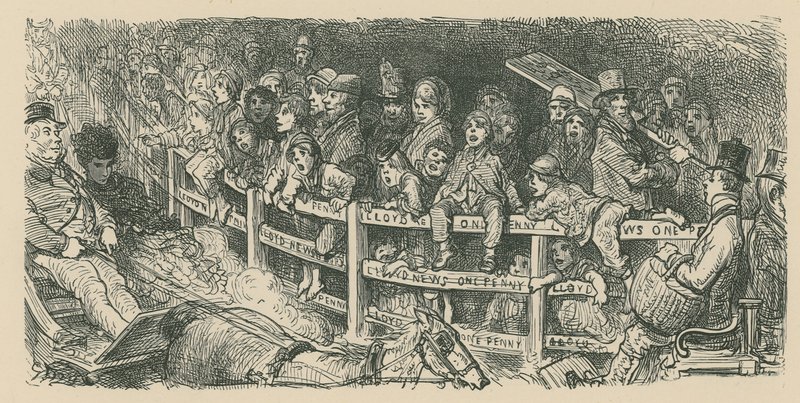 Tłumy oglądają wyścigi bryczek autorstwa Gustave Dore