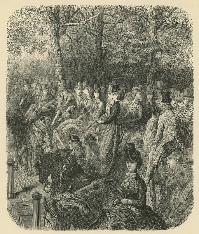 Rotten Row, Hyde Park, Londyn autorstwa Gustave Dore
