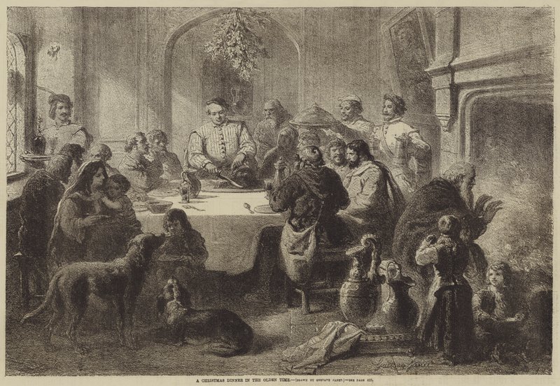 Kolacja wigilijna w dawnych czasach autorstwa Gustave Janet
