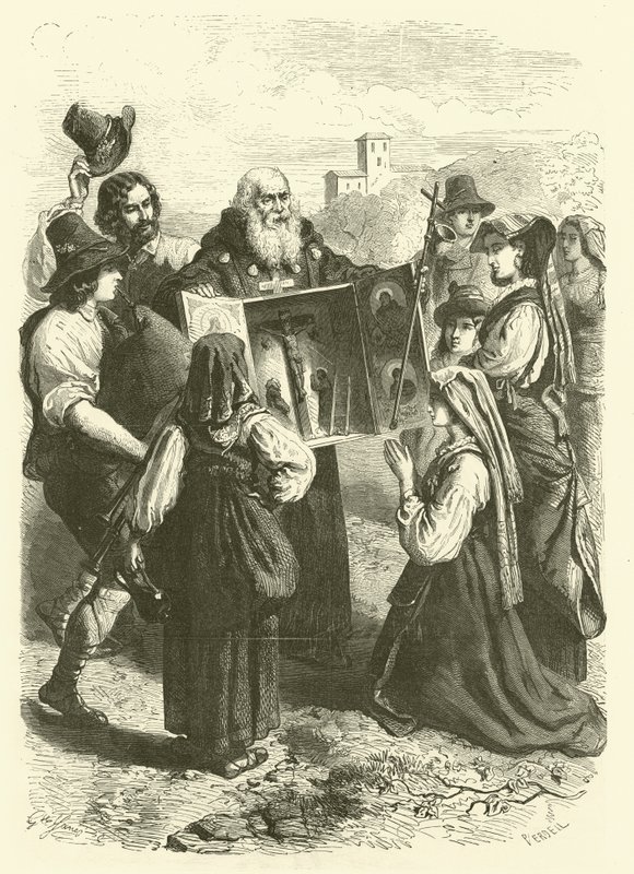 Wystawa relikwii, Włochy (grafika) autorstwa Gustave Janet