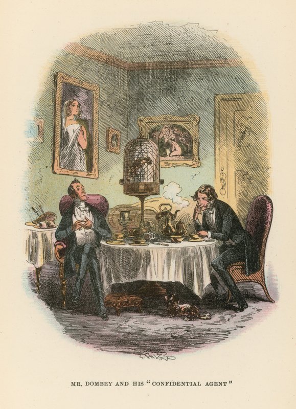 Ilustracja do Dombey i Son autorstwa Hablot Knight Browne