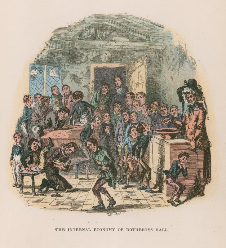 Ilustracja do filmu Nicholas Nickleby autorstwa Hablot Knight Browne