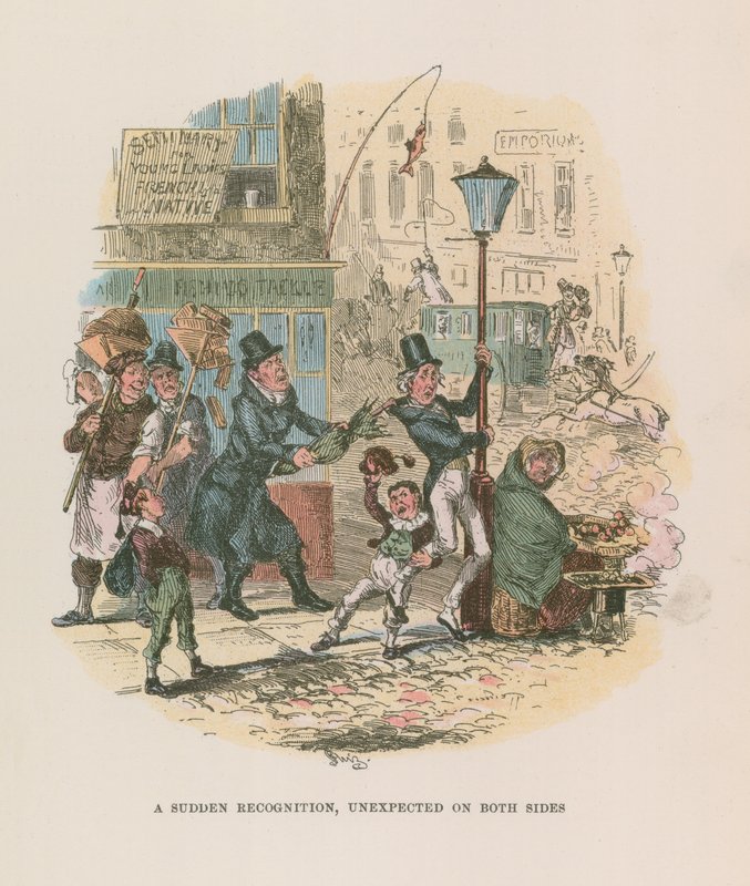 Ilustracja do Mikołaja Nickleby autorstwa Hablot Knight Browne