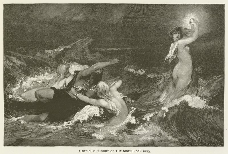 Pogoń Alberichów za Pierścień Nibelungów autorstwa Hans Makart