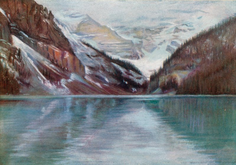 Jezioro Louise, jezioro w chmurach autorstwa Harold Copping