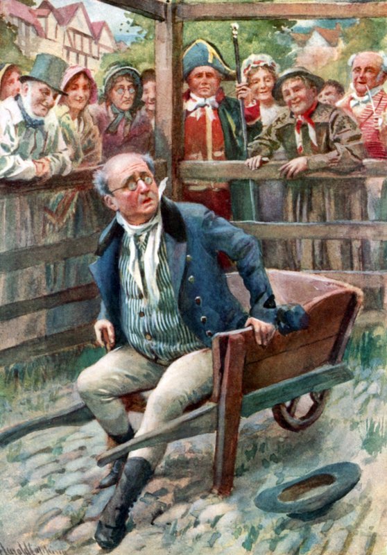 Pan Pickwick in the Pound (kolor lito) autorstwa Harold Copping