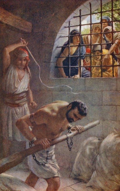 Stary Testament: Samson (kolorowa litografia) autorstwa Harold Copping