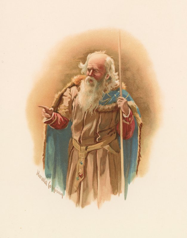 Polonius iš Šekspyro „Hamletpolio“. autorstwa Harold Copping