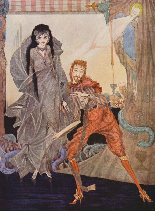 Edgar Allan Poe: Ligeia (kolorowa litografia) autorstwa Harry Clarke