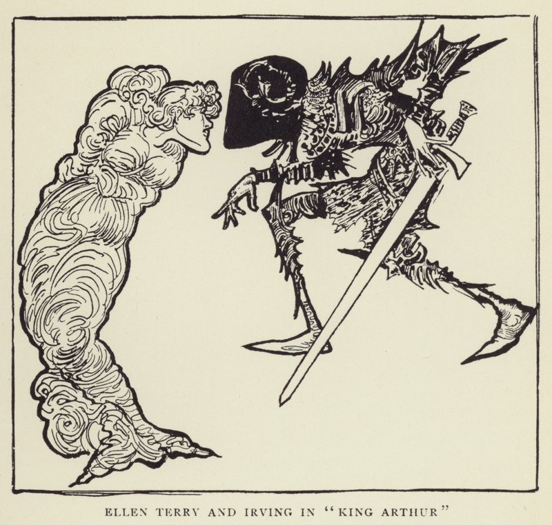 Ellen Terry i Irving w Królu Arturze autorstwa Harry Furniss