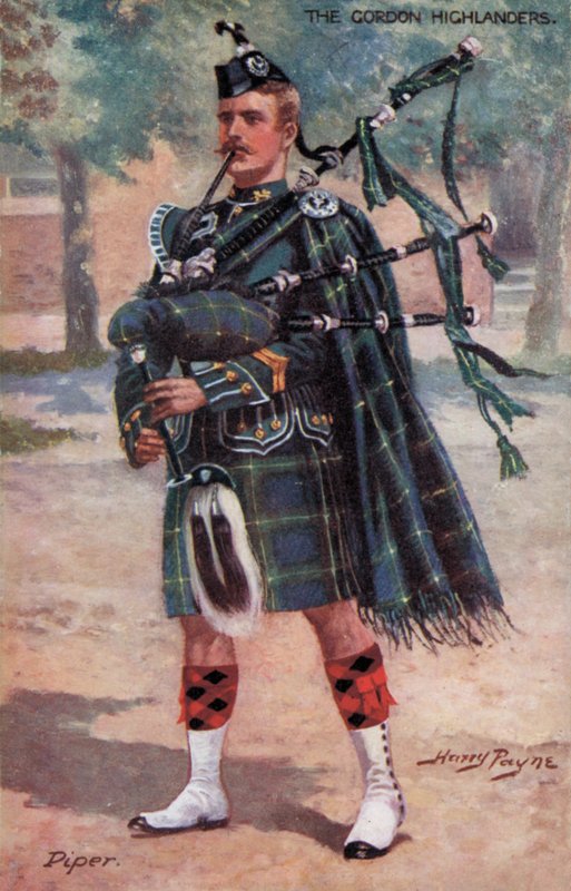 Gordon Highlanders, Piper (kolor lito) autorstwa Harry Payne