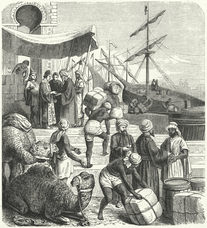 Arabscy kupcy (grawerowanie) autorstwa Heinrich Leutemann