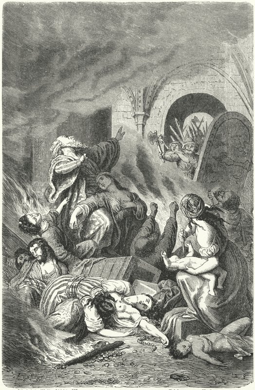Masakra Żydów w Yorku autorstwa Heinrich Leutemann