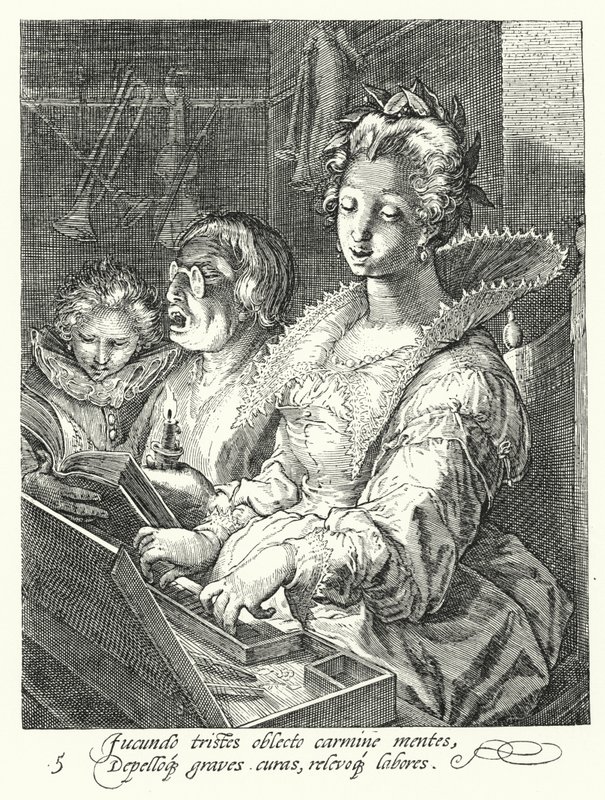 Muzyka (grawerowanie) autorstwa Hendrik (after) Goltzius