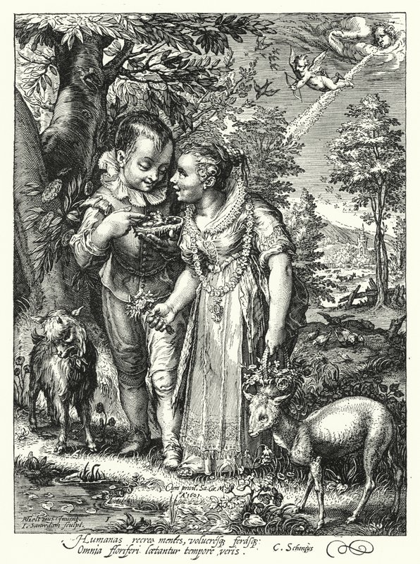 Wiosna (grawerowanie) autorstwa Hendrik (after) Goltzius
