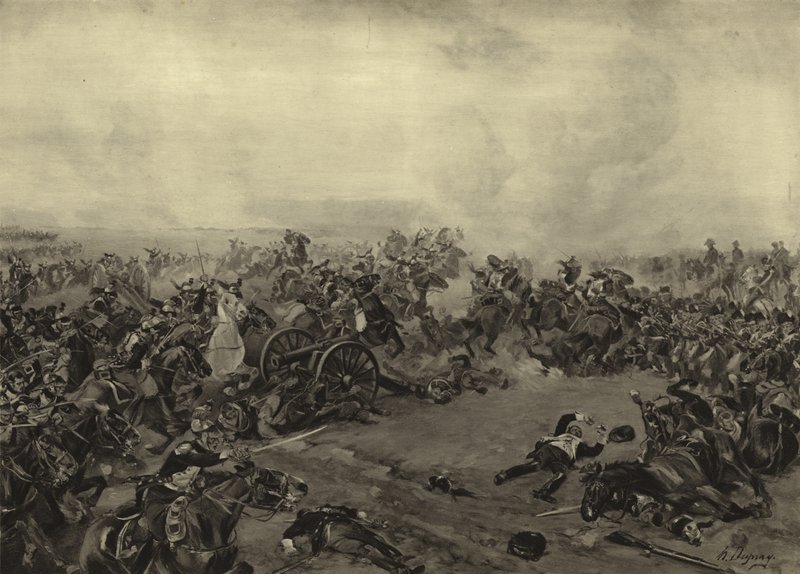 Bitwa pod Waterloo, 1815 (grawiura) autorstwa Henri Louis Dupray