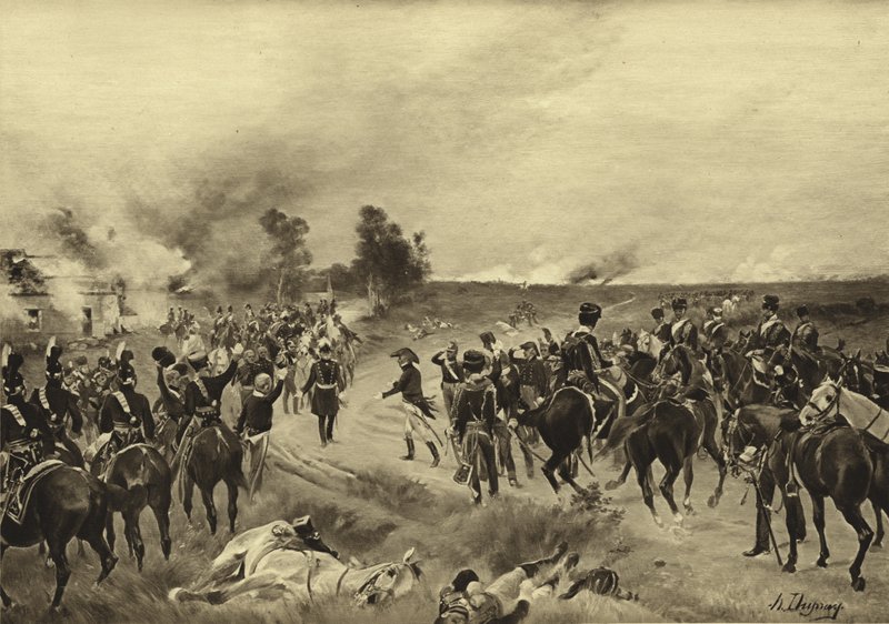 Bitwa pod Waterloo, 1815 (grawiura) autorstwa Henri Louis Dupray