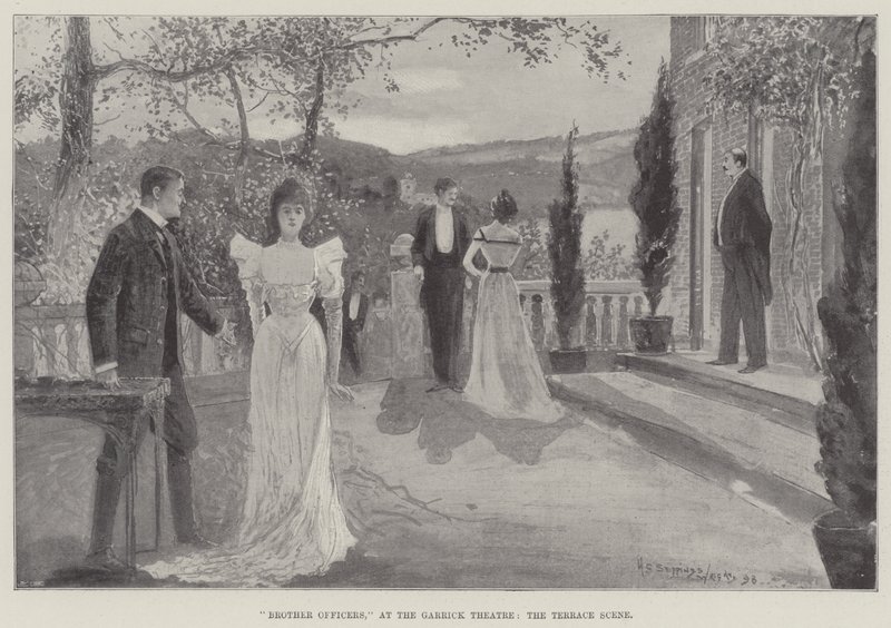 Bracia Oficerowie, w Garrick Theatre, Scena na Tarasie autorstwa Henry Charles Seppings Wright