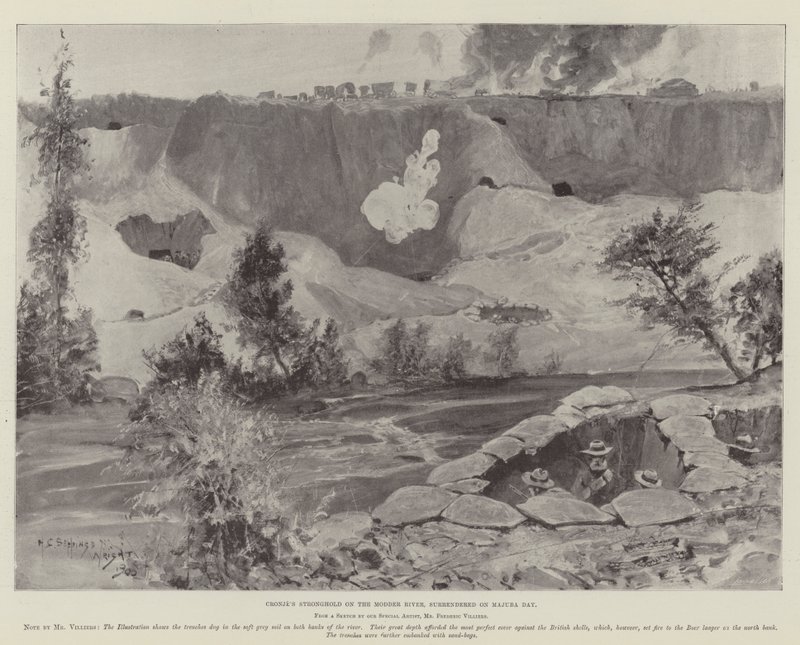 Twierdza Cronje na rzece Modder, poddana w Dzień Majuba autorstwa Henry Charles Seppings Wright