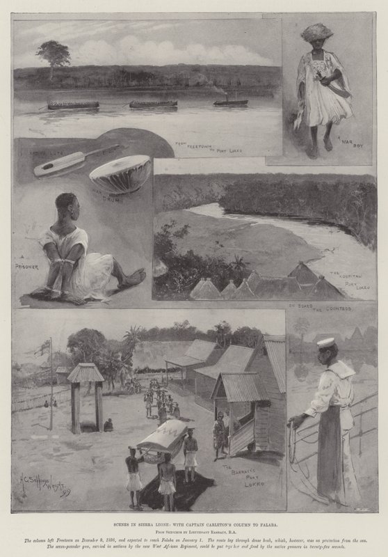 Sceny w Sierra Leone, z kolumną kapitana Carletona do Falaba autorstwa Henry Charles Seppings Wright