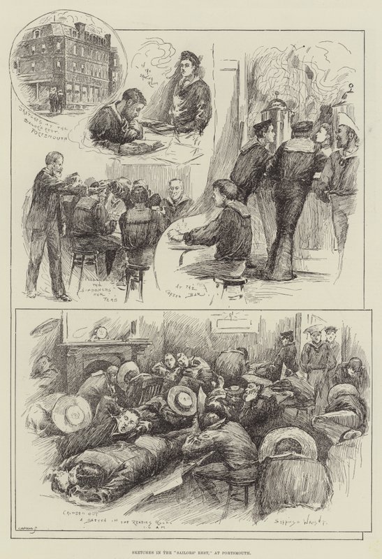 Szkice w Reszta Żeglarzy w Portsmouth autorstwa Henry Charles Seppings Wright