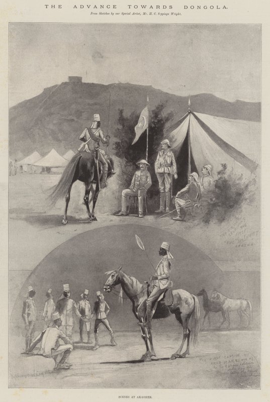 Natarcie na Dongolę, Sceny w Akaszeh autorstwa Henry Charles Seppings Wright