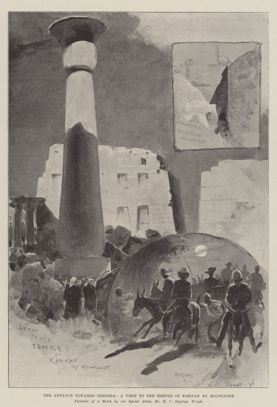 Postęp w kierunku Dongoli, wizyta w świątyni w Karnaku przy świetle księżyca autorstwa Henry Charles Seppings Wright