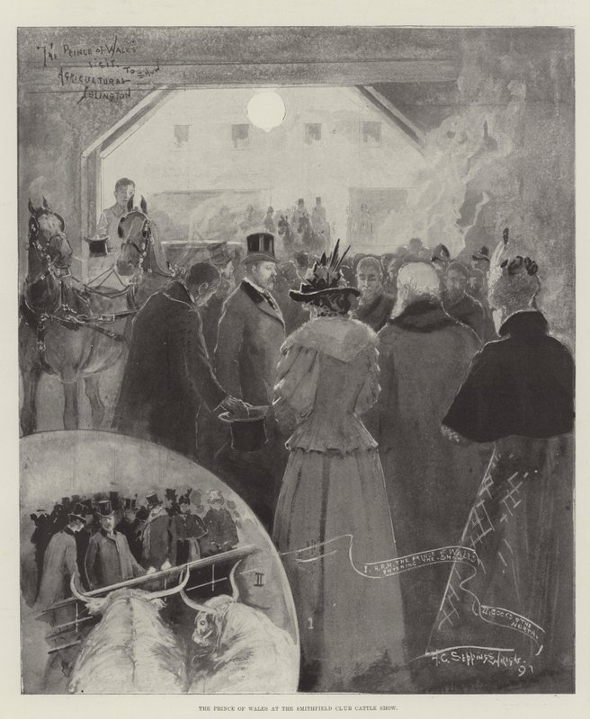 Książę Walii na Smithfield Club Cattle Show autorstwa Henry Charles Seppings Wright
