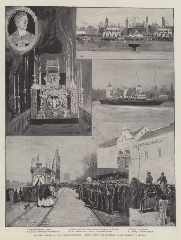 Pochówek Krzysztofa Kolumba, Sceny z przyjęcia szczątków w Sewilli autorstwa Henry Charles Seppings Wright