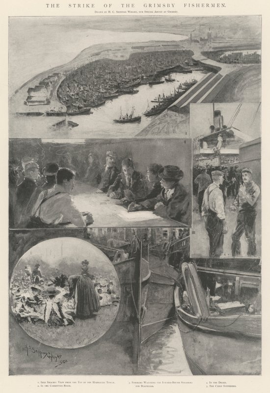 Strajk rybaków z Grimsby autorstwa Henry Charles Seppings Wright