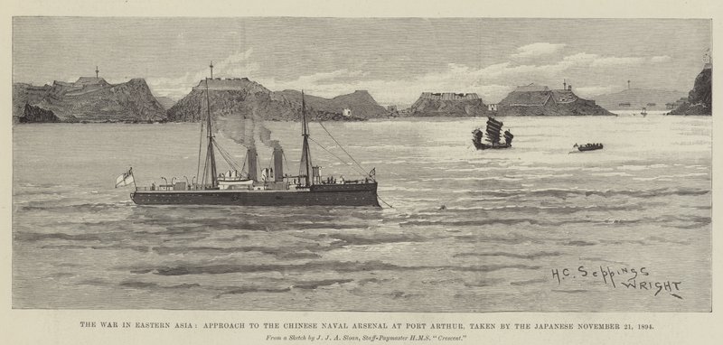 Wojna w Azji Wschodniej, Podejście do chińskiego Arsenalu Marynarki Wojennej w Port Arthur, podjęte przez Japończyków 21 listopada 1894 autorstwa Henry Charles Seppings Wright