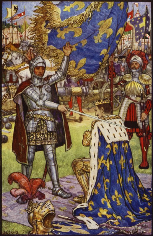 Franciszek I, król Francji, otrzymuje Order Rycerski od Bayard autorstwa Henry Justice Ford