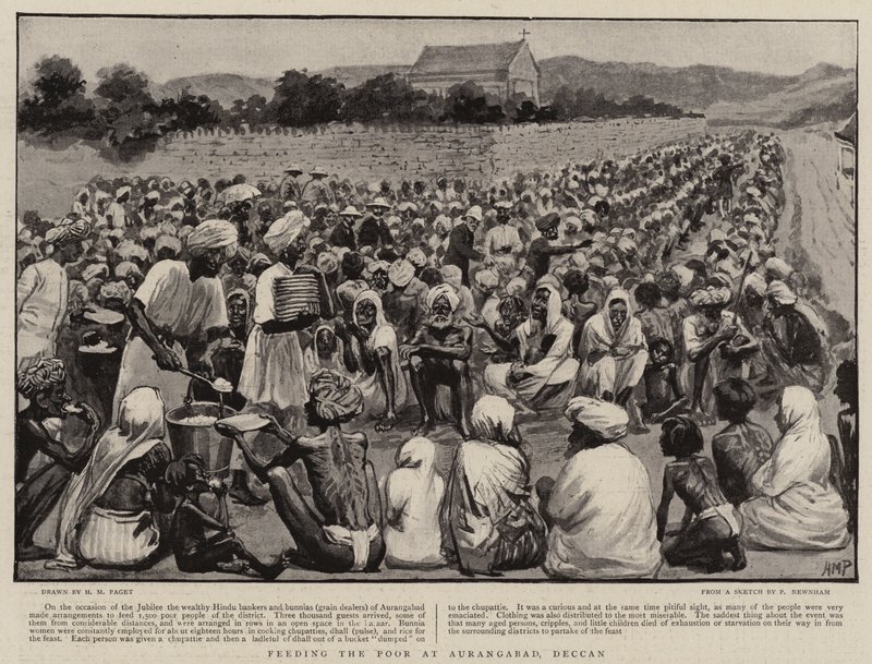 Nakarmić biednych w Aurangabad, Deccan autorstwa Henry Marriott Paget